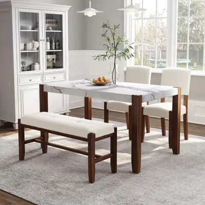 Streamdale Furniture Streamdale Modern 4-piece Dining Set - Faux Marble Table