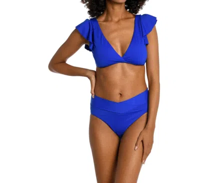 La Blanca Ruffle Bikini Top In Blue