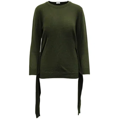 Sandro Waist Tie Sweater In Army Green Wool In Green