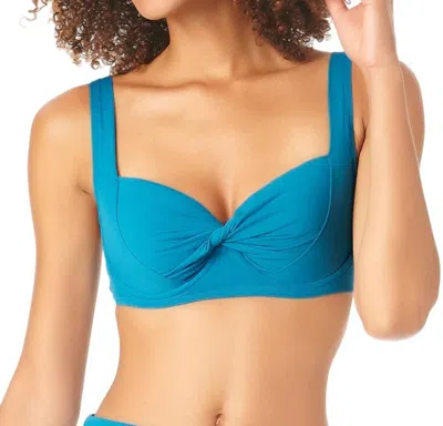 Anne Cole Live In Color Retro Underwire Bikini Top In Teal In Blue