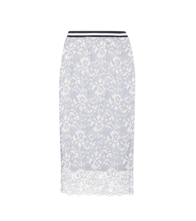 Ganni Ayame Embroidered Lace Skirt In Pearl Llue