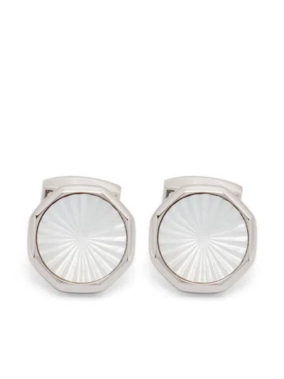 Tateossian Cufflinks Palladium Polished White In Grey