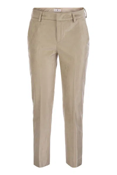 Pt Torino New York - Velvet Trousers In Beige