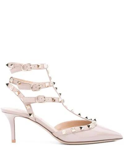 Valentino Patent Rockstud Heels 65 In Beige