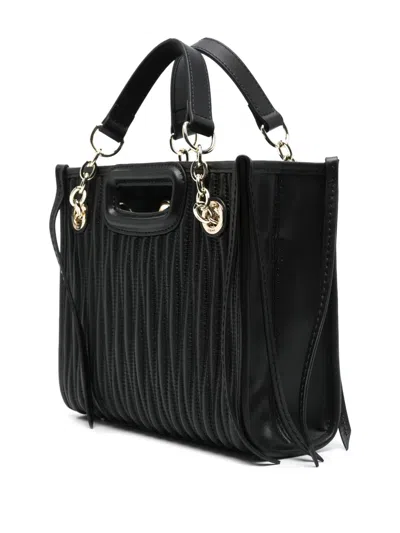 Maje Mini Quilted Leather Tote Bag In Black