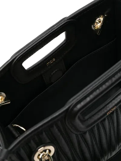 Maje Mini Quilted Leather Tote Bag In Black