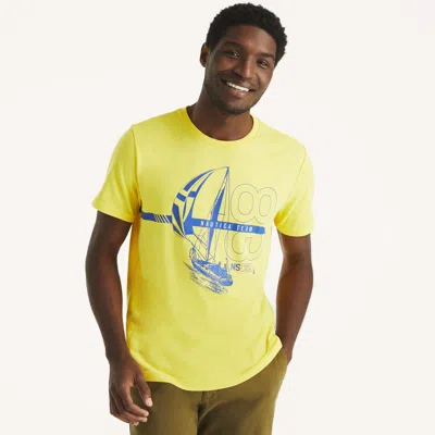 Nautica Mens Sustainably Crafted Team Graphic T-shirt In Gold