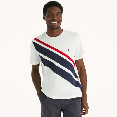 Nautica Mens Pieced Crewneck T-shirt In White