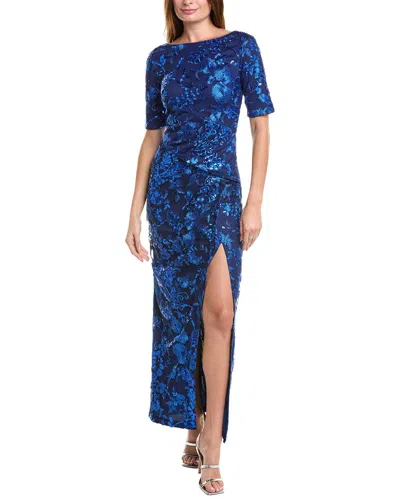 Js Collections Abbie Column Ankle Gown In Blue