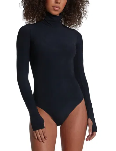 Commando Classic Turtleneck Microfiber Thong Bodysuit In Black