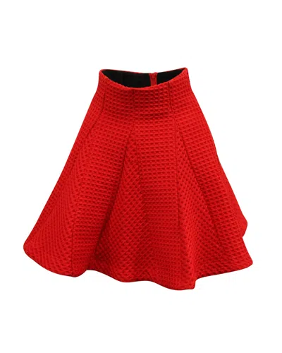 Maje Jamila Waffle Knit Pleated Skirt In Red Polyester In Red