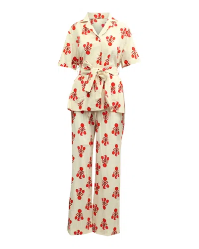Emilia Wickstead Fifi Pyjama Set In Red Cotton In Red