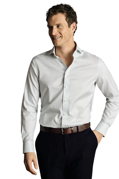 Charles Tyrwhitt Check Non-iron Twill Cutaway Slim Fit Shirt Single Cuff In Multi