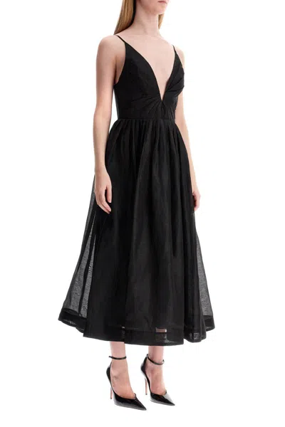 Shop Zimmermann Illustrated V-neck Dress With 9 In Black