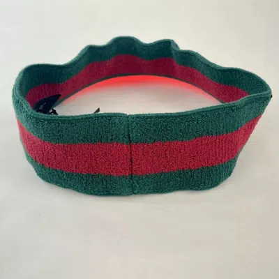 Gucci Unisex Red Vinyl Visor Hat W/green Red Banded Headband (57 Cm / S) In Red
