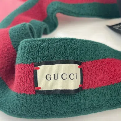 Gucci Unisex Red Vinyl Visor Hat W/green Red Banded Headband (57 Cm / S) In Red