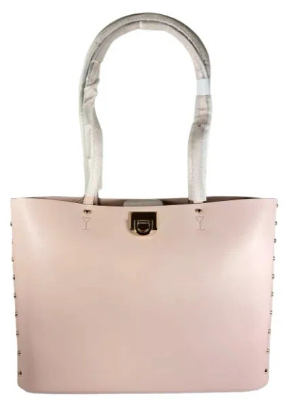 Michael Kors Women's Manhattan Smooth Leather Shoulder Tote Bag In Pink/gold