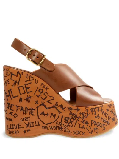 Shop Chloé Maxime High Sandals Shoes In Brown