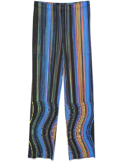 Issey Miyake Multicolor Warp Trousers In Black