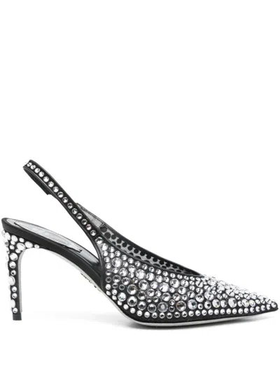René Caovilla Rene Caovilla Gilda 80 Crystal Slingback In Black