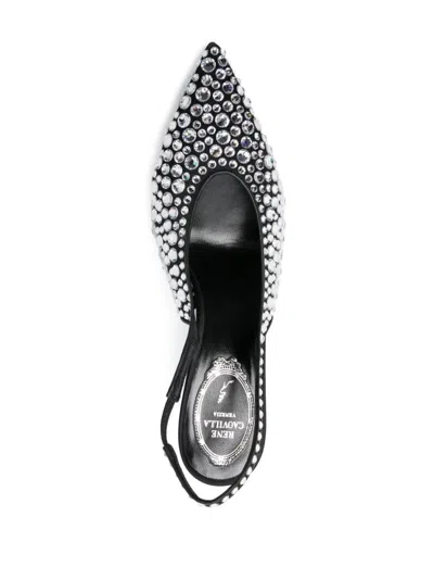 René Caovilla Rene Caovilla Gilda 80 Crystal Slingback In Black