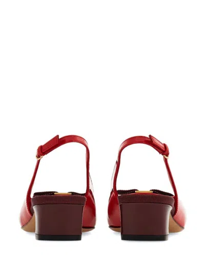 Ferragamo Rivada 30 Patent Leather Slingback Pumps In Red