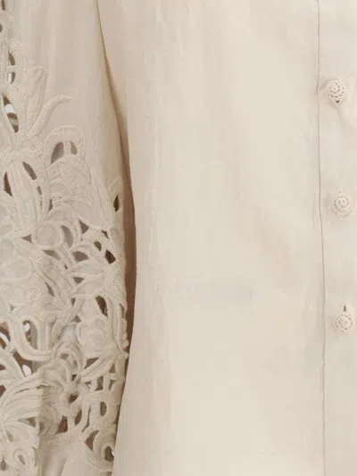Zimmermann Womens  Wylie Embroidered Linen Blouse In Beige