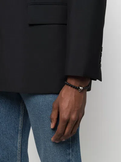 Alexander Mcqueen Skull Pearl Bracelet In Black