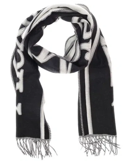 Alexander Mcqueen Black Wool Wraparound Logo Scarf