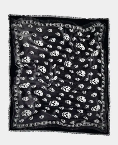 Alexander Mcqueen Skull-print Silk Scarf In Black