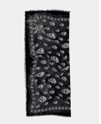 Alexander Mcqueen Skull-print Silk Scarf In Black