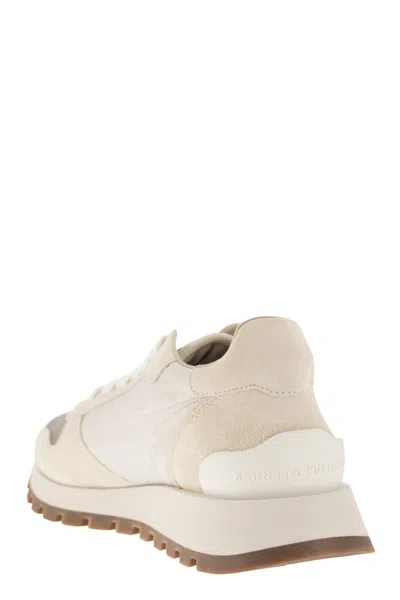 Brunello Cucinelli Bead-embellished Nylon And Suede Sneakers