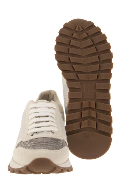 Brunello Cucinelli Bead-embellished Nylon And Suede Sneakers
