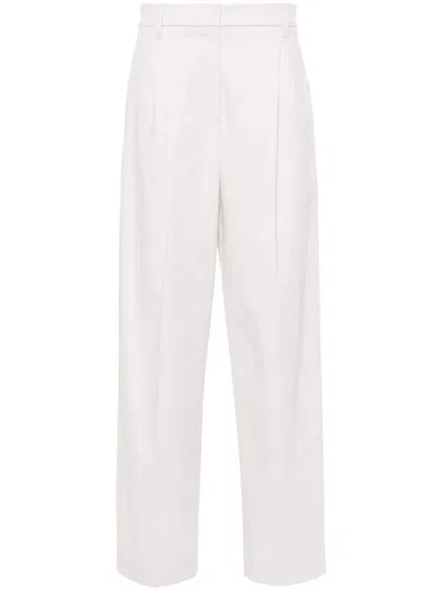 Shop Brunello Cucinelli Light Beige High-waisted Straight Jeans