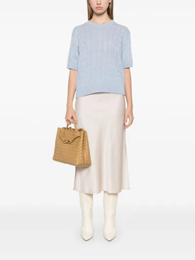 Brunello Cucinelli Poudre Pink Satin High-waisted Skirt