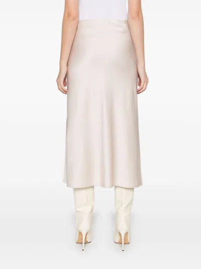 Brunello Cucinelli Poudre Pink Satin High-waisted Skirt