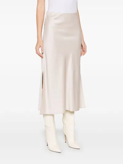 Brunello Cucinelli Poudre Pink Satin High-waisted Skirt