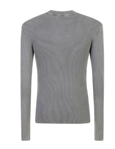 Shop Diesel Grey Ribbed Knit Sweater