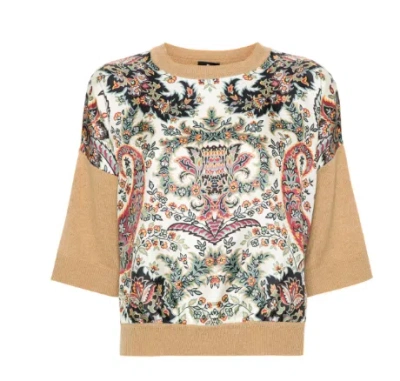 Etro Paisley Silk-inset Wool Knit Top