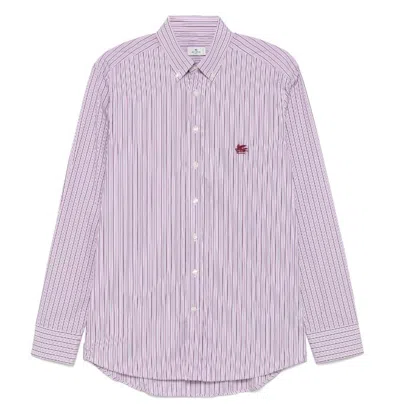 Etro Men's Pink Striped Button-down Shirt | Size 42 | Mrib0004 Color 99tr549s8451