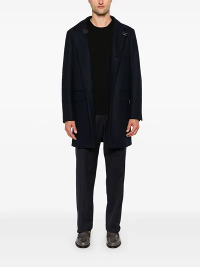 Fay Jumper In Blue Shaved Wool Knit
