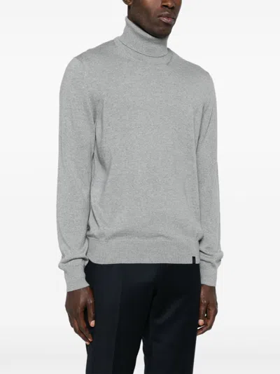 Fay Turtleneck In Grey Shaved Wool Knit