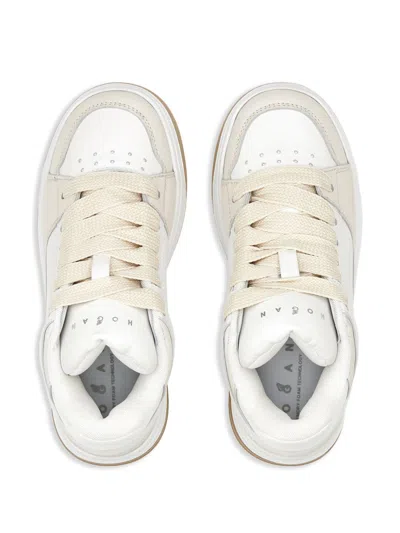 Hogan White Calf Leather Panelled Sneakers