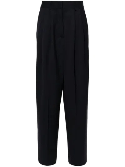 P.a.r.o.s.h Parosh Navy Stretch Gabardine Wide-leg Trousers