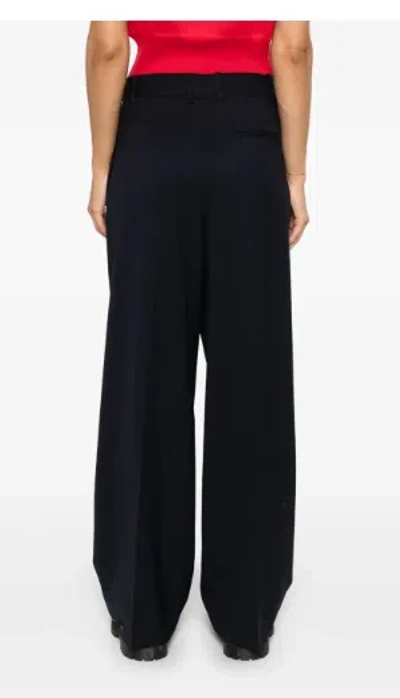P.a.r.o.s.h Parosh Navy Stretch Gabardine Wide-leg Trousers