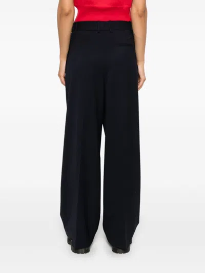 P.a.r.o.s.h Parosh Navy Stretch Gabardine Wide-leg Trousers