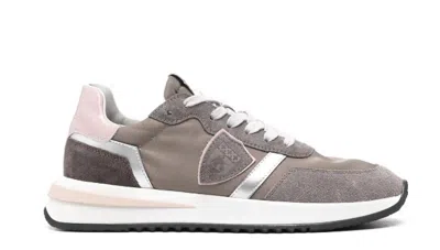 Philippe Model Paris Stone Grey Suede Panel Sneakers