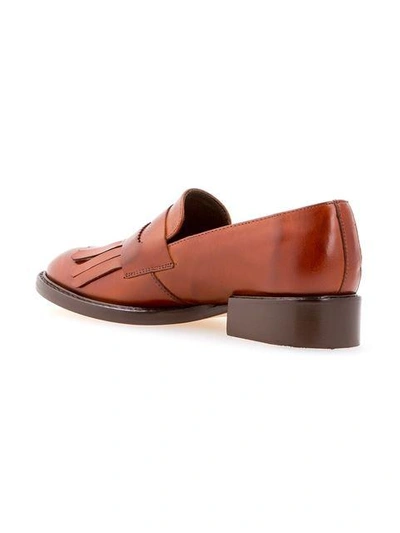 Shop Sarah Chofakian Fringed Loafers In Brown