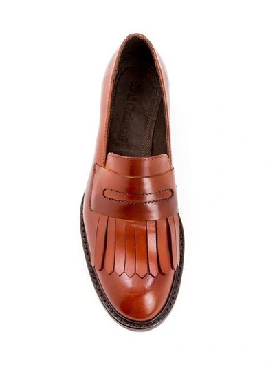 Shop Sarah Chofakian Fringed Loafers In Brown