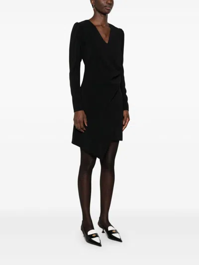 Twinset Twin-set Black Crepe V-neck Dress